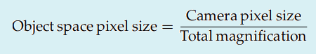 Object space pixel size calculation formula